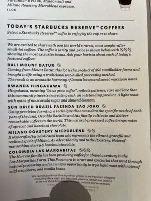 Menu photo 6 Starbucks Reserve Roastery Milan, MI Menu photo 6 Starbucks Reserve Roastery Milan, MI