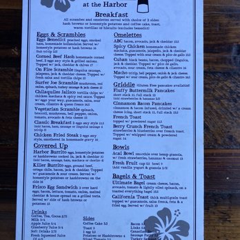 Stratford at the Harbor - Menu front - Breakfast & Brunch Near Me - Oceanside, California