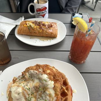 Mom's Kitchen & Bar - -Pancake Burrito -Chicken and Bacon Waffle - Bars Near Me - Astoria, New York Mom's Kitchen & Bar - -Pancake Burrito -Chicken and Bacon Waffle - Bars Near Me - Astoria, New York