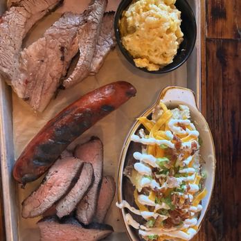 Sauced BBQ & Spirits - Orange - Brisket, Tri tip, jalapeno cheddar sausage, loaded baked potato, mac and cheese - Barbeque Near Me - Orange, California Sauced BBQ & Spirits - Orange - Brisket, Tri tip, jalapeno cheddar sausage, loaded baked potato, mac and cheese - Barbeque Near Me - Orange, California