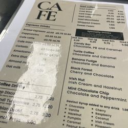 Vibe Cafe - Coffee menu