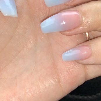 Champagne Nails - Ombré nails with a tint of baby blue by Toni - Nail Salons Near Me - San Marcos, California