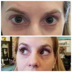 Lash Studio & Salon - My top picture is my before shot. Bottom picture is with the extension.