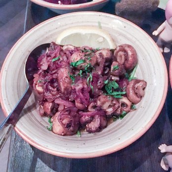 Underbar - delicious fried, garlicky mushroom and onions, may 2017 - Vegetarian Near Me - Stockholm, Alberta