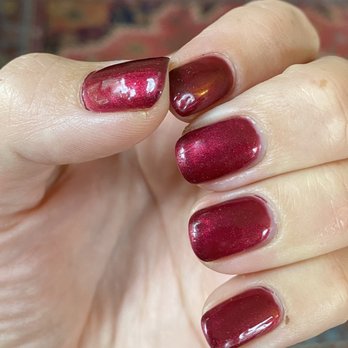 Lotus Nail Spa - Bubbling top coat, scabbing cuticle area, and rounded (request square) nail tips. - Nail Salons Near Me - Missoula, Montana