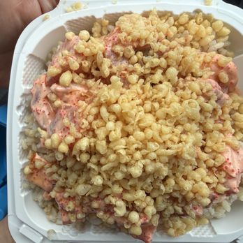 Ono Seafood - Spicy Ahi with Brown Rice & Tempura flakes - Seafood Near Me - Honolulu, Hawaii