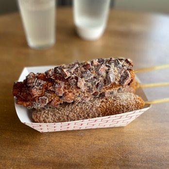 Seoul Hotdog - Corn dog with a dusting of sugar. - Hot Dogs Near Me - Berkeley, California