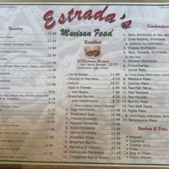 Estrada's Mexican Food - Menu 2/2 - Mexican Near Me - Santee, California Estrada's Mexican Food - Menu 2/2 - Mexican Near Me - Santee, California