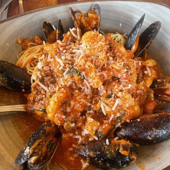 Gina's Italian Restaurant - Seafood pasta-ordered with capellini instead of the linguine. - Italian Near Me - Arroyo Grande, California Gina's Italian Restaurant - Seafood pasta-ordered with capellini instead of the linguine. - Italian Near Me - Arroyo Grande, California