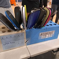 Indoor Pickleball Social at YBA - Paddle racks
