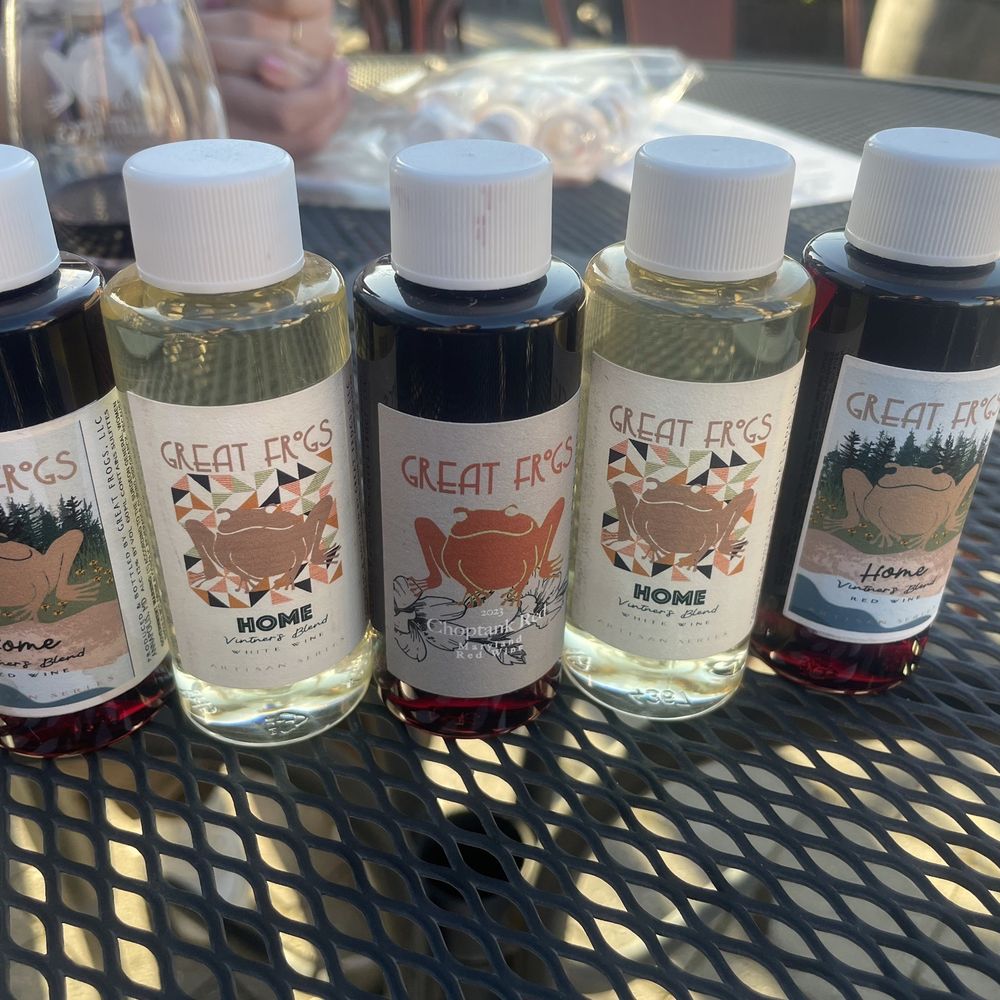 Great Frogs - Tasting in shampoo bottles - Wineries Near Me - Annapolis, Maryland