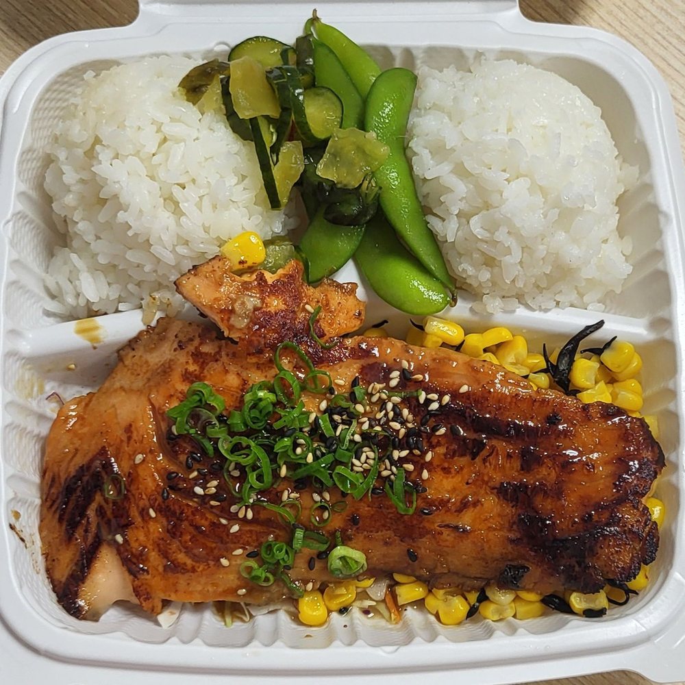 Rice Box Cafe - Misoyaki Salmon plate ($18.00). - Japanese Near Me - Mililani, Hawaii