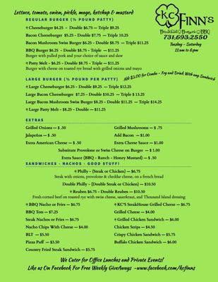 Menu photo 2 KC Finn's Jackson, TN Menu photo 2 KC Finn's Jackson, TN