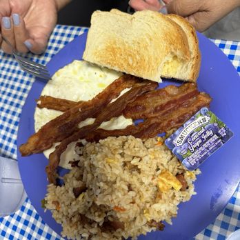 Blue Ginger Cafe - Breakfast plate with fried rice. - Bakeries Near Me - Lanai City, Hawaii Blue Ginger Cafe - Breakfast plate with fried rice. - Bakeries Near Me - Lanai City, Hawaii