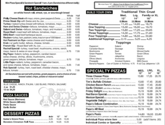 Menu photo 6 Papa Tom's Pizza Idaho Falls, ID