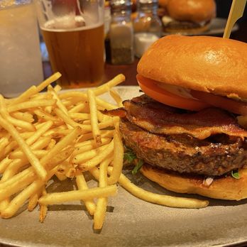 Village Burger Bar - Bluecheese burger and shoe string fries - Burgers Near Me - Dallas, Texas