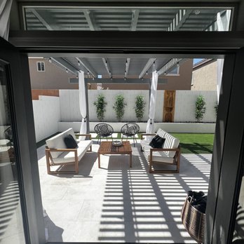 Landscape Creations - Looking out the open French doors from the kitchen - Irrigation Near Me - Las Vegas, Nevada Landscape Creations - Looking out the open French doors from the kitchen - Irrigation Near Me - Las Vegas, Nevada