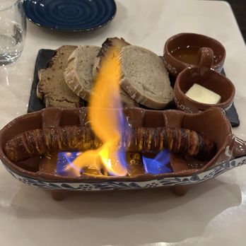 Petiscos - Bread and Boa, Flamed chourico - Portuguese Near Me - San Jose, California