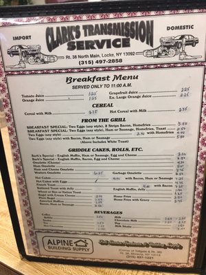 Menu photo 3 Barb's Diner Locke, NY