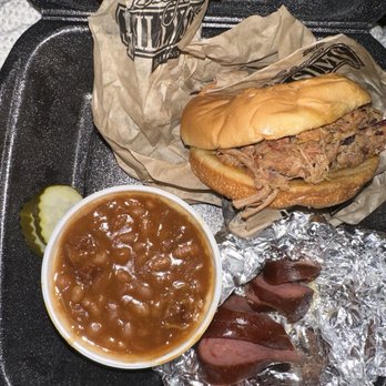 Billy Sims BBQ - Smoked Chopped Brisket Sandwich Billy Baked Beans Smoked Polish Sausage - Barbeque Near Me - Tulsa, Oklahoma Billy Sims BBQ - Smoked Chopped Brisket Sandwich Billy Baked Beans Smoked Polish Sausage - Barbeque Near Me - Tulsa, Oklahoma