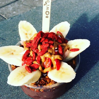 Bowl'D Acai - Green Goliath with all the fixings, topped with almond butter power up (free with Yelp checkin!) - Food Trucks Near Me - San Francisco, California Bowl'D Acai - Green Goliath with all the fixings, topped with almond butter power up (free with Yelp checkin!) - Food Trucks Near Me - San Francisco, California