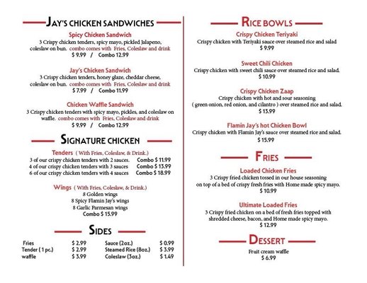 Menu photo 2 Flamin Jay's Fresno, CA
