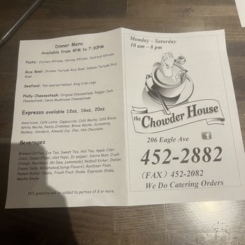 Chowder House - Menu - Seafood Near Me - Fairbanks, Alaska
