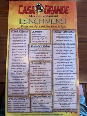 Menu photo 2 Casa Grande Cookeville, TN Menu photo 2 Casa Grande Cookeville, TN