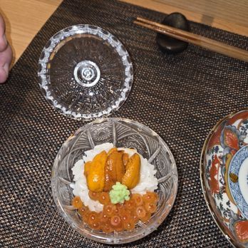 Sushi Wabi Sabi - Hokkaido uni, marinated salmon roe, and very good Japanese sushi rice. - Sushi Bars Near Me - Costa Mesa, California Sushi Wabi Sabi - Hokkaido uni, marinated salmon roe, and very good Japanese sushi rice. - Sushi Bars Near Me - Costa Mesa, California
