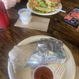 Bison burrito and bison burger Bison burrito and bison burger