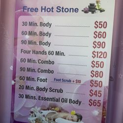 Vitality Foot Spa And Massage - Menu