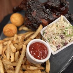 RC SUPPLY - 1/2 chicken with cornbread, fries, and coleslaw