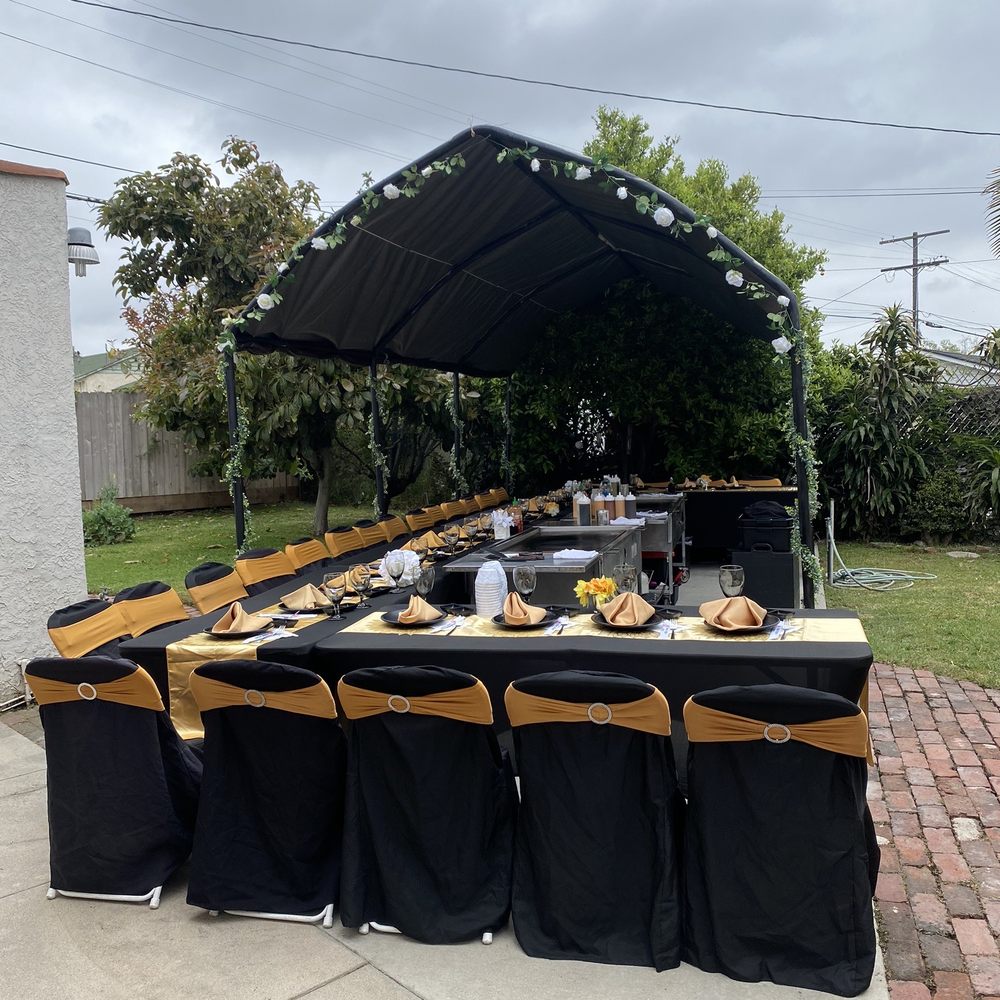 Hibachi set up. Hibachi set up.