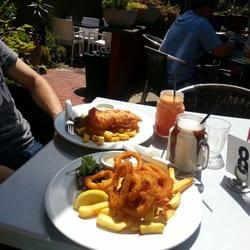 Fishtails Cafe - Fish of the day & chips, calamari & chips, multi fruit juice and milkshake