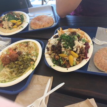 Falafel Stop - Top: Classic hummus plate, Left bottom: Shawarma on hummus plate, Right: Jerusalem Mix with fries - Falafel Near Me - Sunnyvale, California Falafel Stop - Top: Classic hummus plate, Left bottom: Shawarma on hummus plate, Right: Jerusalem Mix with fries - Falafel Near Me - Sunnyvale, California