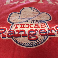 Old Navy - 6/1/16. Wednesday. Texas Rangers logo I grew up with! Early 1970's Waxahachie, TX! Jim Sundberg was my hero!