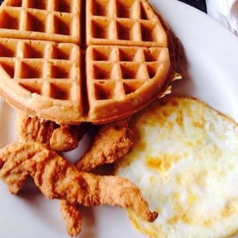 Thumbs Up Diner - Chicken strips, waffles and eggs (over hard) - Breakfast & Brunch Near Me - Atlanta, Georgia
