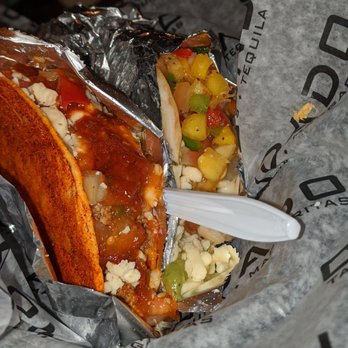 Condado Tacos - Firecracker shell (left), Sweet Lucy shell (right) - Tacos Near Me - Royal Oak, Michigan