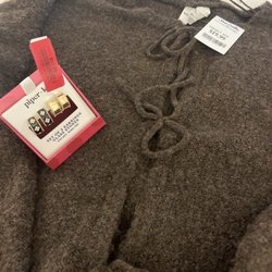 Marshall's - Brown knit-tied sweater! Glass stone earring set from fresh markdown. Saw these last year!