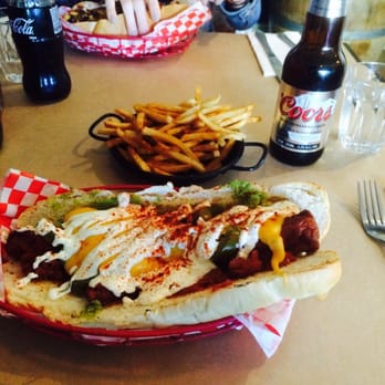 Chuck Wagon 175 - HUGE Nacho Dog with Jalepenos, and a side of shoe string fries from Chuck Wagon - American Near Me - North Adelaide, SA Chuck Wagon 175 - HUGE Nacho Dog with Jalepenos, and a side of shoe string fries from Chuck Wagon - American Near Me - North Adelaide, SA