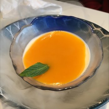 Ponshu - Panna cotta with mango puree - Japanese Near Me - Calgary, Alberta Ponshu - Panna cotta with mango puree - Japanese Near Me - Calgary, Alberta