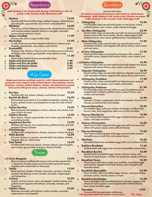 Menu photo 8 Dahlia's Mexican Grill Reno, NV