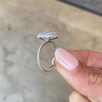 The Diamond Reserve - Side view of my ring created w/different designer. Halo touches center stone all the way around...completely flush. - Jewelry Near Me - Denver, Colorado The Diamond Reserve - Side view of my ring created w/different designer. Halo touches center stone all the way around...completely flush. - Jewelry Near Me - Denver, Colorado