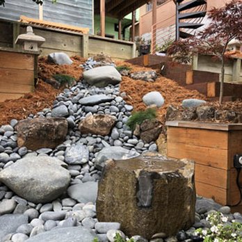 Zenscape - view of dry creek bed and fountain from zen garden - Landscaping Near Me Zenscape - view of dry creek bed and fountain from zen garden - Landscaping Near Me