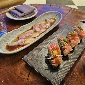 Mrs Fish - Yellowtail crudo and seared tuna. - Cocktail Bars Near Me - Los Angeles, California Mrs Fish - Yellowtail crudo and seared tuna. - Cocktail Bars Near Me - Los Angeles, California
