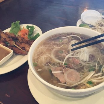 Saigon Cafe - Pho (Medium) with Chicken Satay skewers - Vietnamese Near Me - Lawrenceville, Georgia Saigon Cafe - Pho (Medium) with Chicken Satay skewers - Vietnamese Near Me - Lawrenceville, Georgia