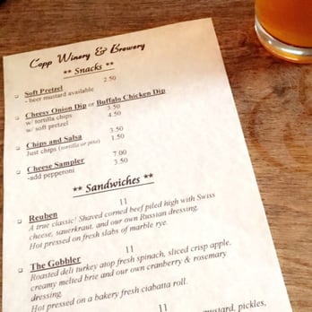 Copp Brewery & Winery - Snack menu to accompany your drinks. - Brewpubs Near Me - Crystal River, Florida Copp Brewery & Winery - Snack menu to accompany your drinks. - Brewpubs Near Me - Crystal River, Florida