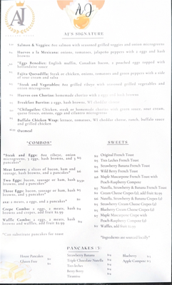 Menu photo 6 A&J Pancake House Lodi, WI