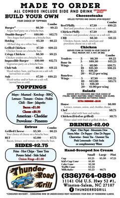 Menu photo 4 Thunder Road Grill Winston Salem, NC