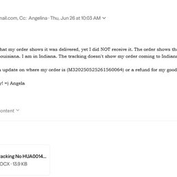 First email that my shipment have a delivery error